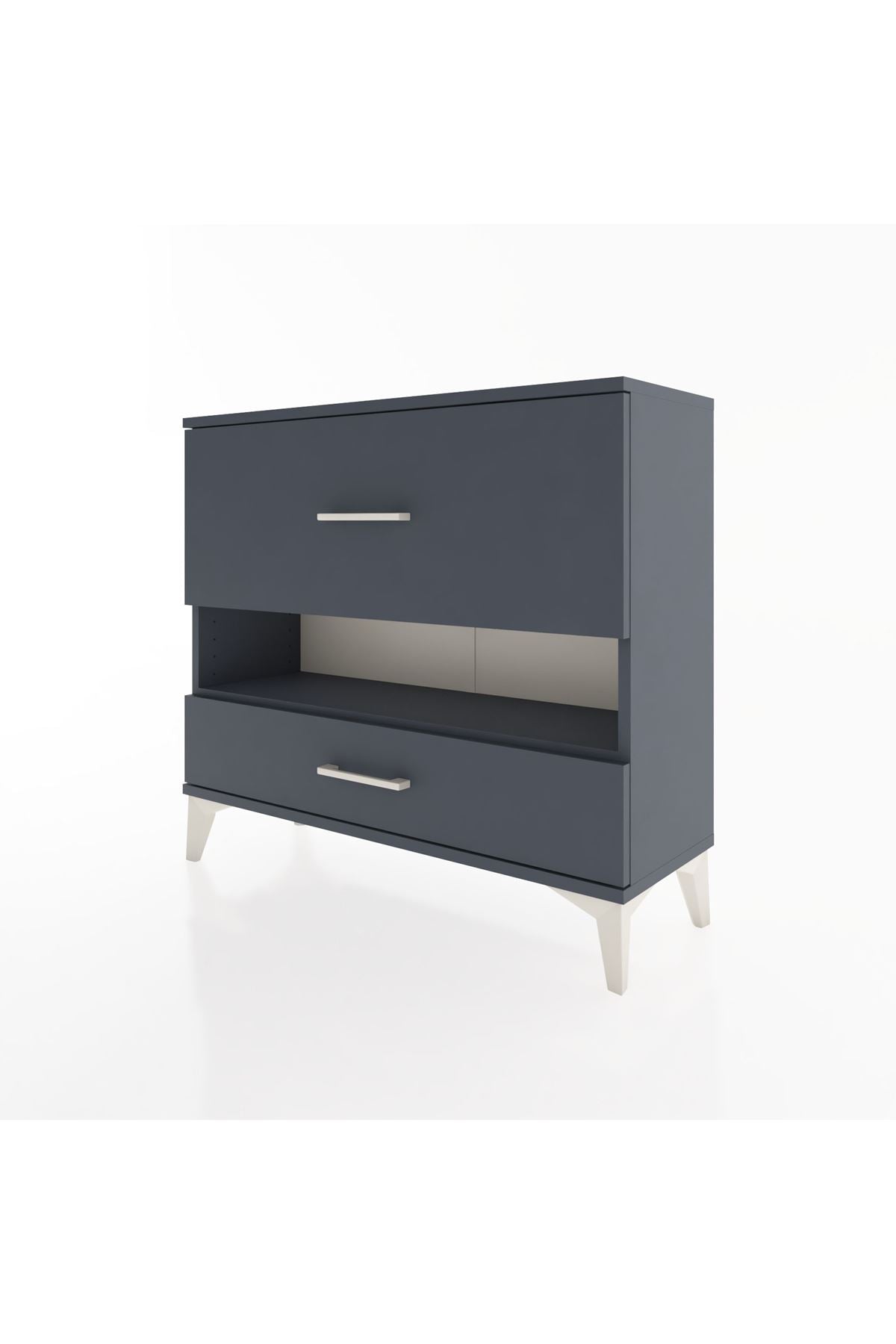 Arges Şifonyer Tek Raflı 2 Çekmeceli 88x30x80 Antrasit-Antrasit