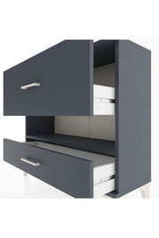 Arges Şifonyer Tek Raflı 2 Çekmeceli 88x30x80 Antrasit-Antrasit