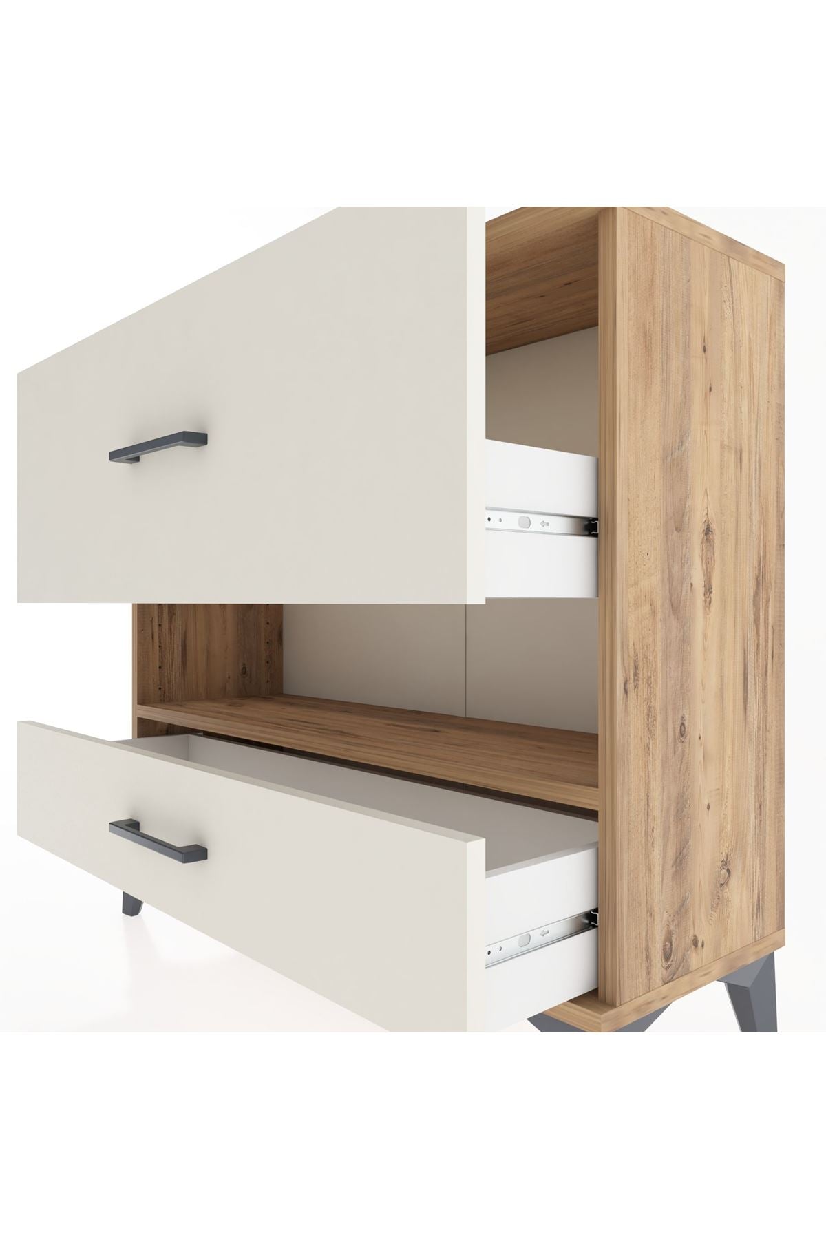 Arges Şifonyer Tek Raflı 2 Çekmeceli 88x30x80 Çam-Aytaşı