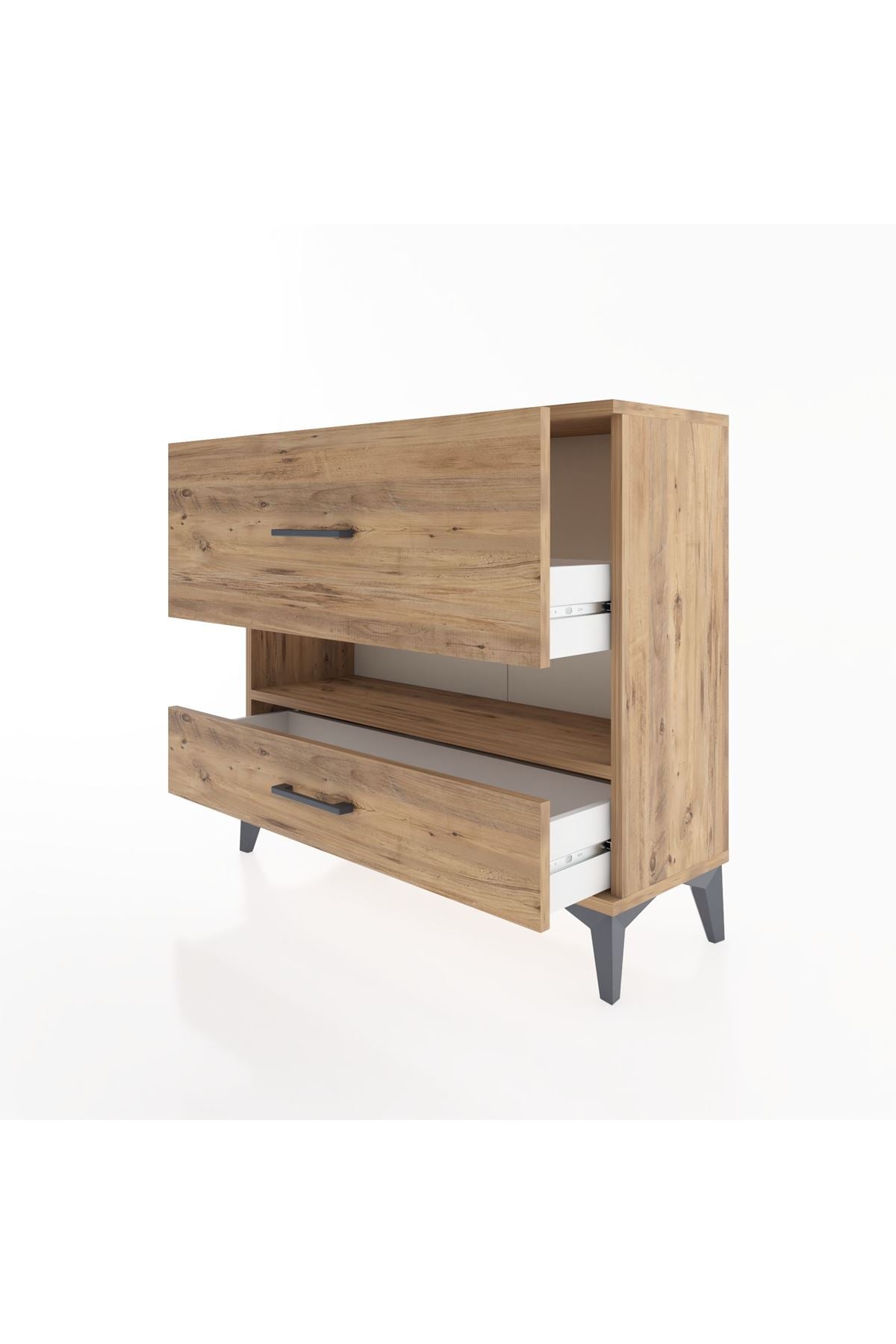 Arges Şifonyer Tek Raflı 2 Çekmeceli 88x30x80 Çam-Çam