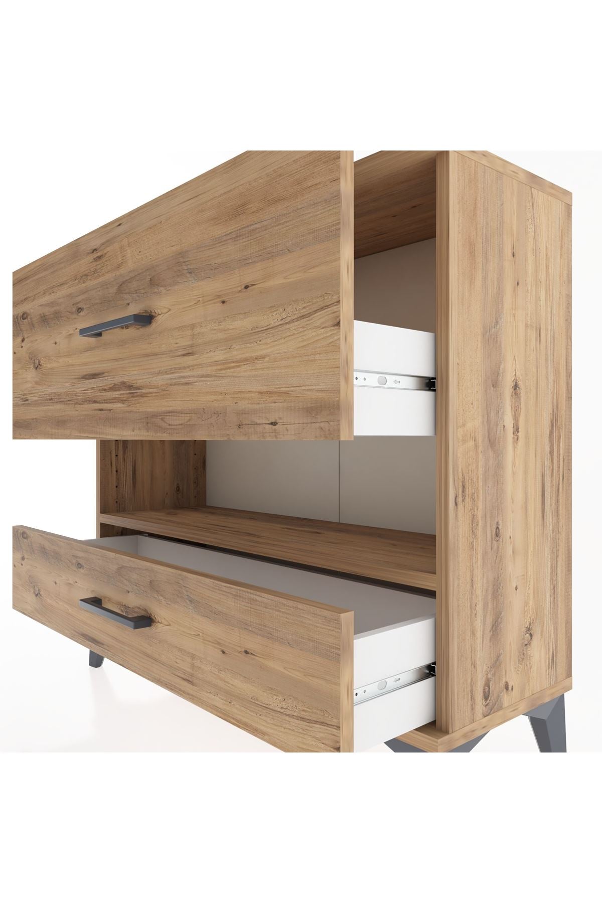 Arges Şifonyer Tek Raflı 2 Çekmeceli 88x30x80 Çam-Çam