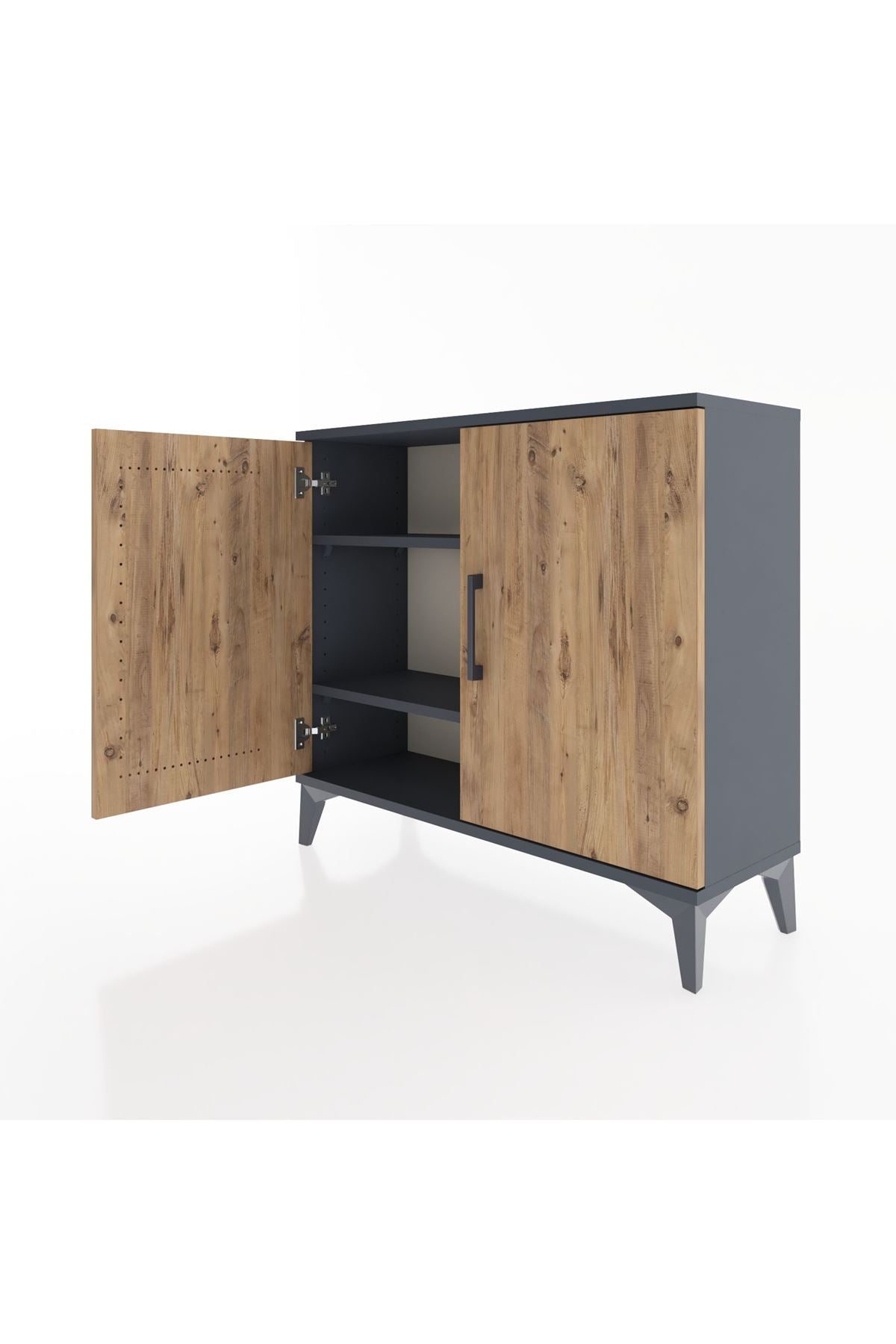 Arges Şifonyer 2 Raflı 2 Kapaklı 88x30x80 Antrasit-Çam