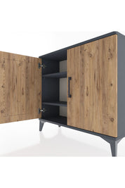 Arges Şifonyer 2 Raflı 2 Kapaklı 88x30x80 Antrasit-Çam