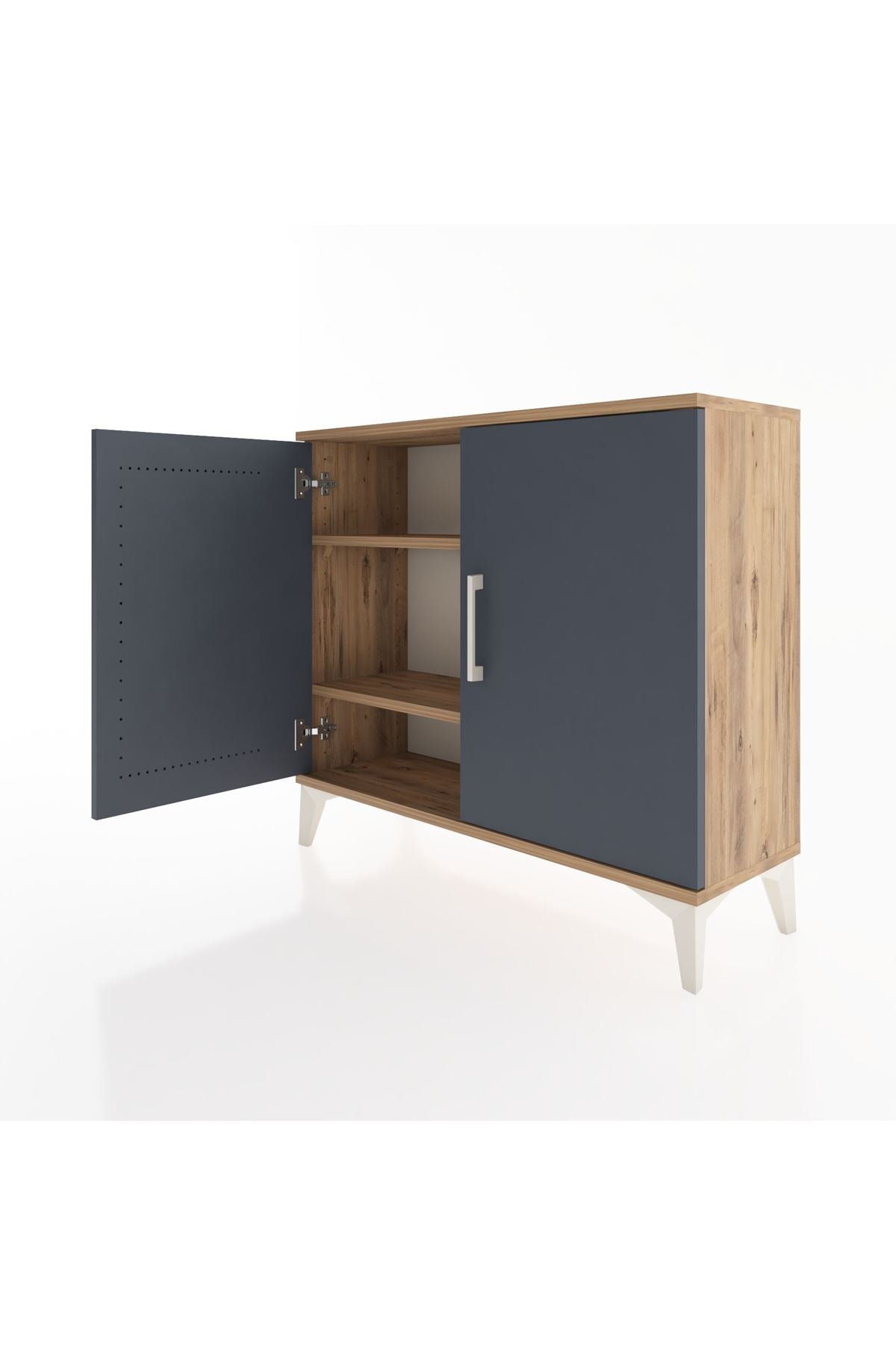 Arges Şifonyer 2 Raflı 2 Kapaklı 88x30x80 Çam-Antrasit