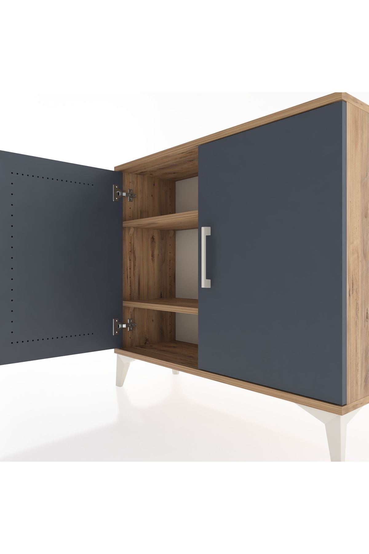 Arges Şifonyer 2 Raflı 2 Kapaklı 88x30x80 Çam-Antrasit