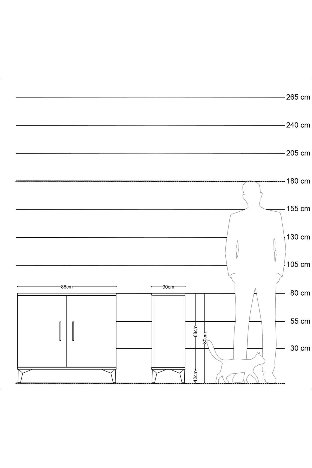 Arges Şifonyer 2 Raflı 2 Kapaklı 88x30x80 Çam-Antrasit