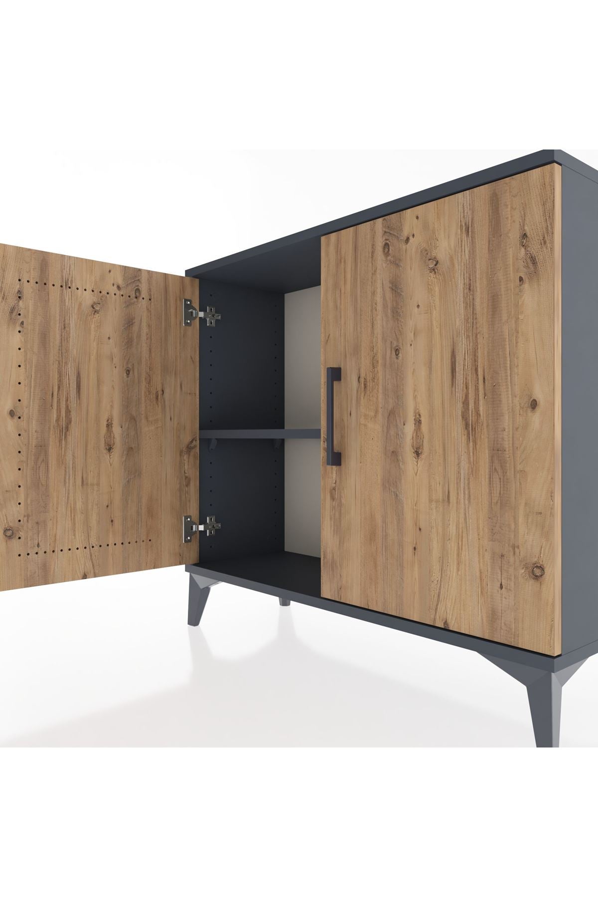 Arges Şifonyer Tek Raflı 2 Kapaklı 88x30x80 Antrasit-Çam