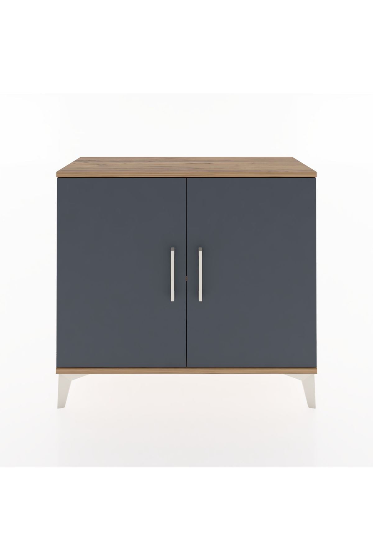 Arges Şifonyer Tek Raflı 2 Kapaklı 88x30x80 Çam-Antrasit