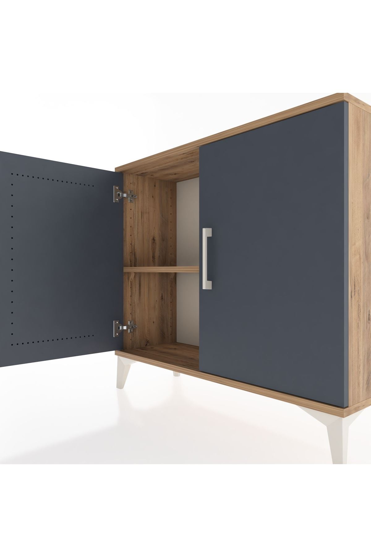 Arges Şifonyer Tek Raflı 2 Kapaklı 88x30x80 Çam-Antrasit