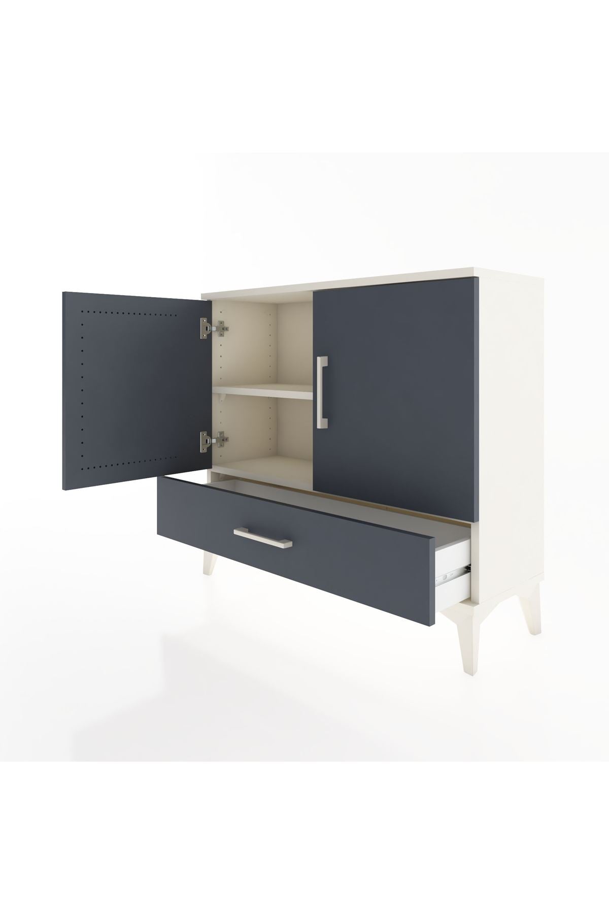 Arges Şifonyer 2 Raflı Tek Çekmeceli 2 Kapaklı 88x30x80 Aytaşı-Antrasit