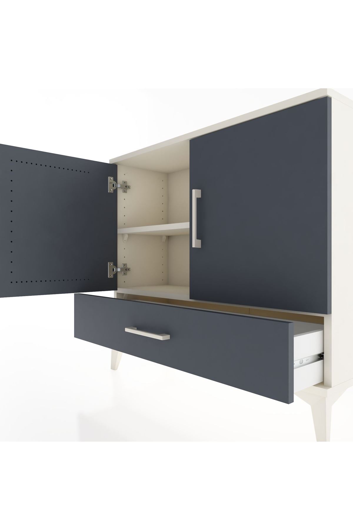 Arges Şifonyer 2 Raflı Tek Çekmeceli 2 Kapaklı 88x30x80 Aytaşı-Antrasit