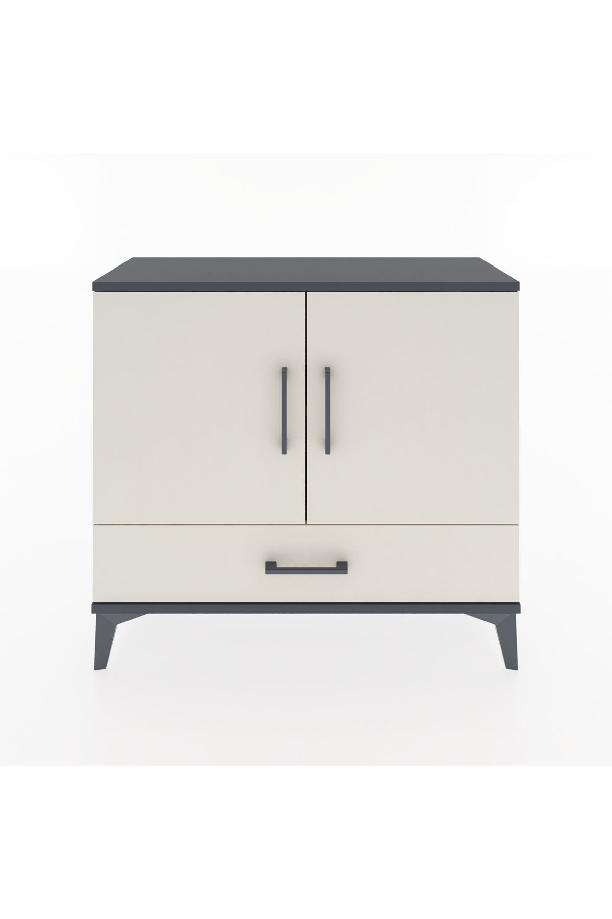 Arges Şifonyer 2 Raflı Tek Çekmeceli 2 Kapaklı 88x30x80 Antrasit-Aytaşı