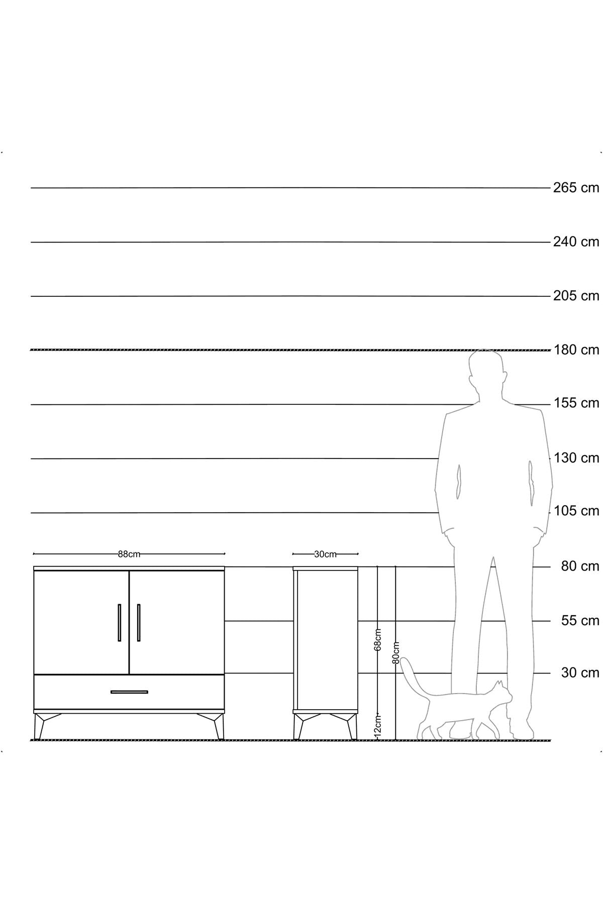 Arges Şifonyer 2 Raflı Tek Çekmeceli 2 Kapaklı 88x30x80 Antrasit-Aytaşı
