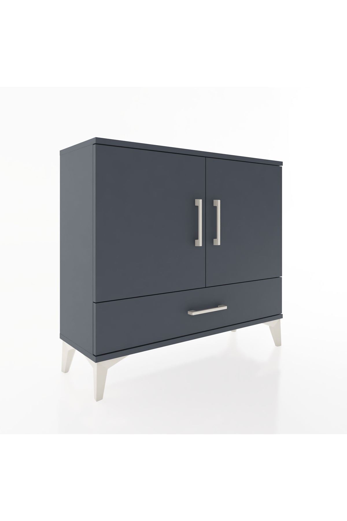 Arges Şifonyer 2 Raflı Tek Çekmeceli 2 Kapaklı 88x30x80 Antrasit-Antrasit