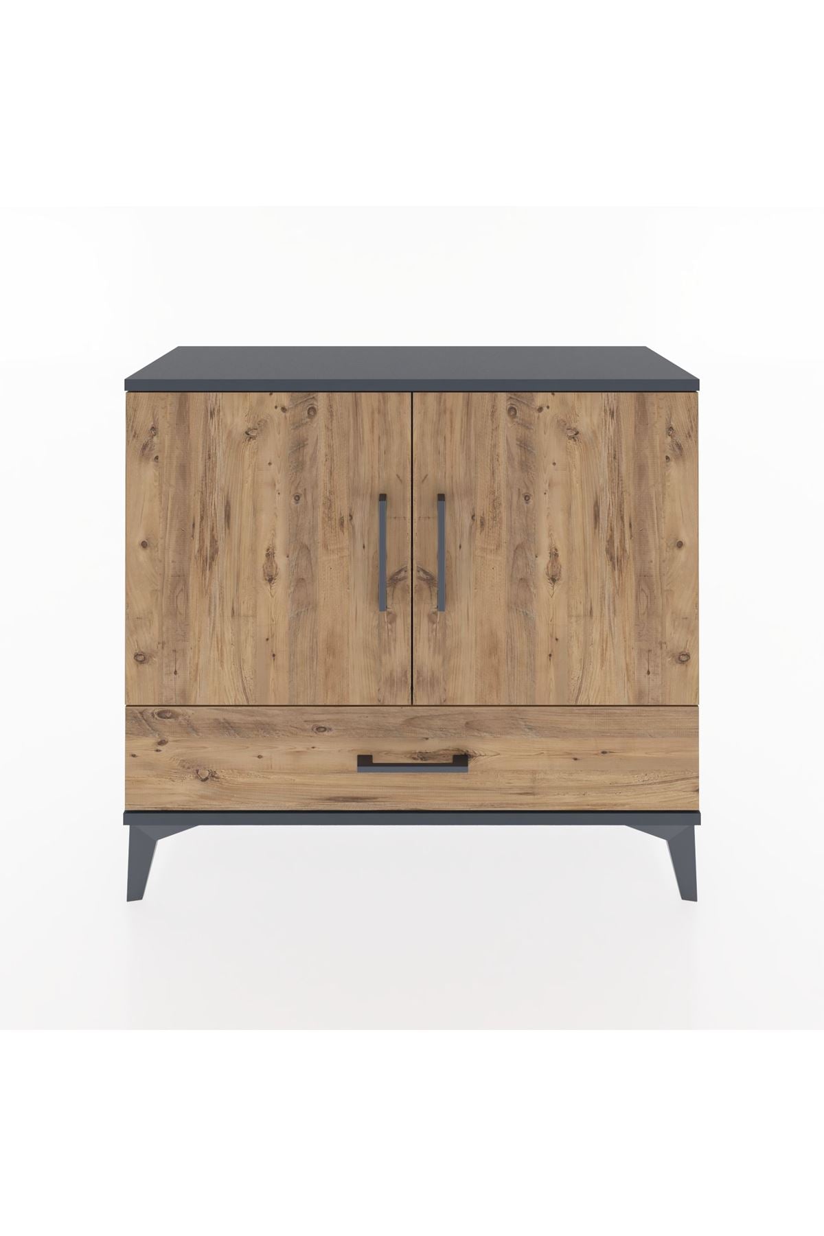 Arges Şifonyer 2 Raflı Tek Çekmeceli 2 Kapaklı 88x30x80 Antrasit-Çam