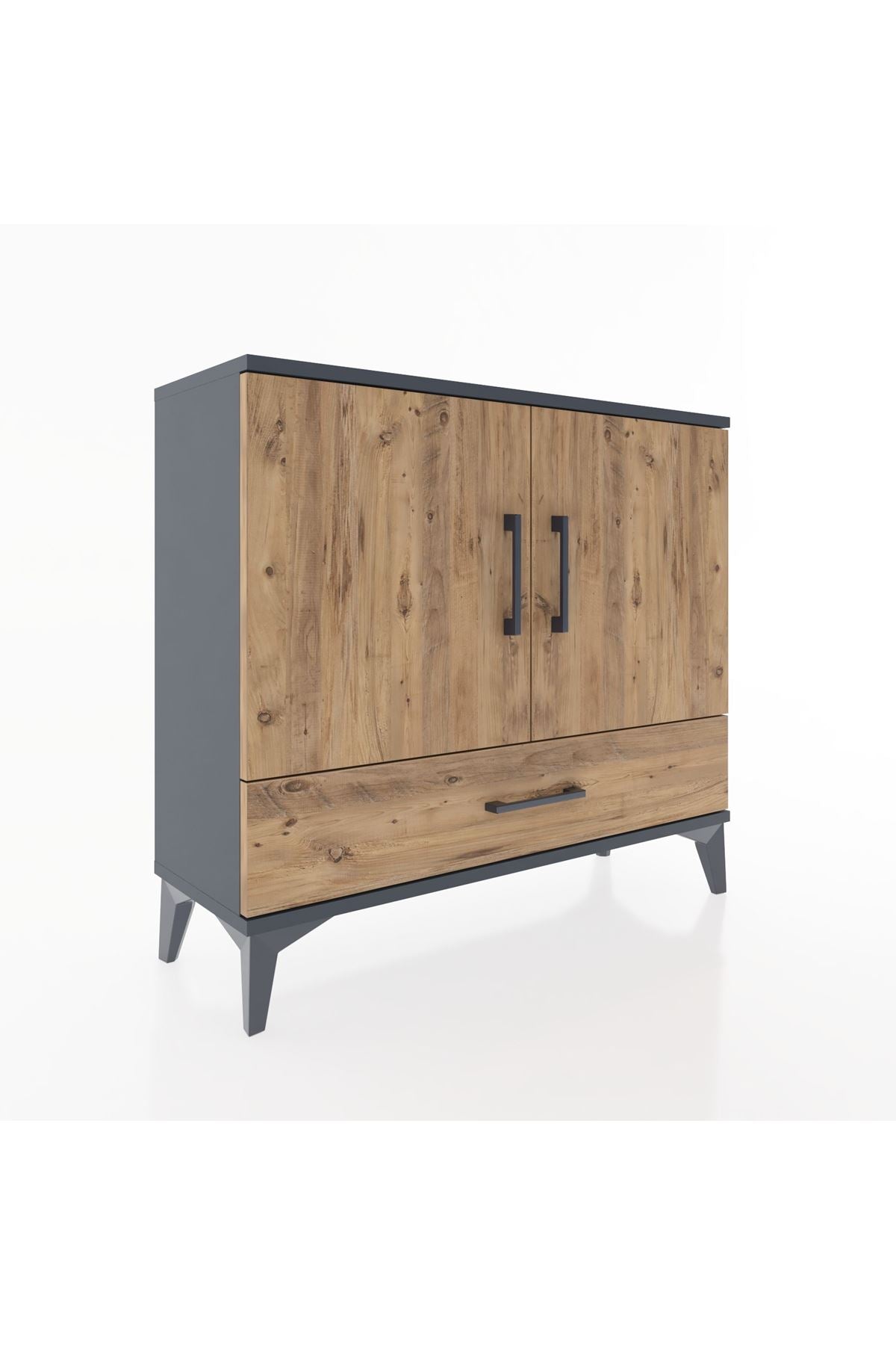 Arges Şifonyer 2 Raflı Tek Çekmeceli 2 Kapaklı 88x30x80 Antrasit-Çam