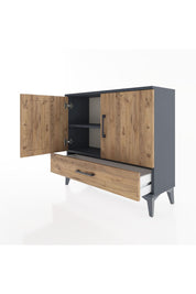 Arges Şifonyer 2 Raflı Tek Çekmeceli 2 Kapaklı 88x30x80 Antrasit-Çam