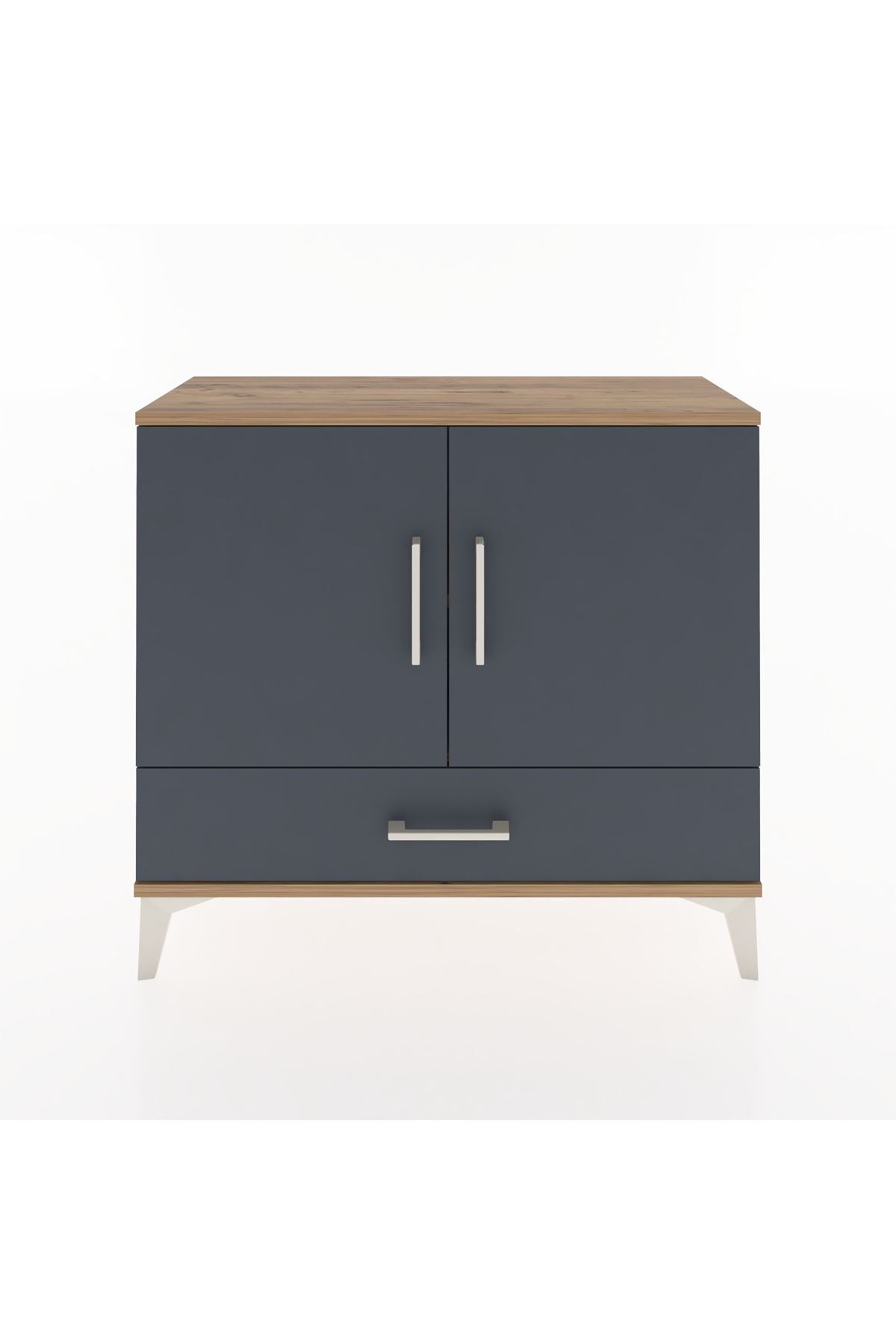 Arges Şifonyer 2 Raflı Tek Çekmeceli 2 Kapaklı 88x30x80 Çam-Antrasit