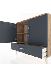 Arges Şifonyer 2 Raflı Tek Çekmeceli 2 Kapaklı 88x30x80 Çam-Antrasit