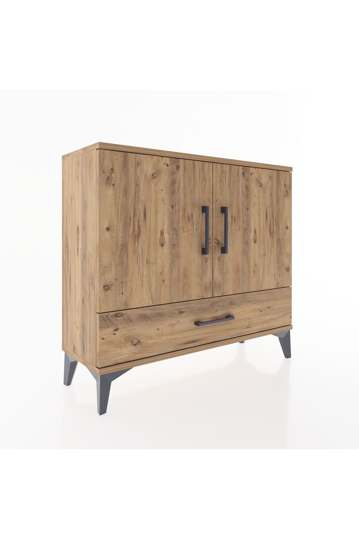 Arges Şifonyer 2 Raflı Tek Çekmeceli 2 Kapaklı 88x30x80 Çam-Çam