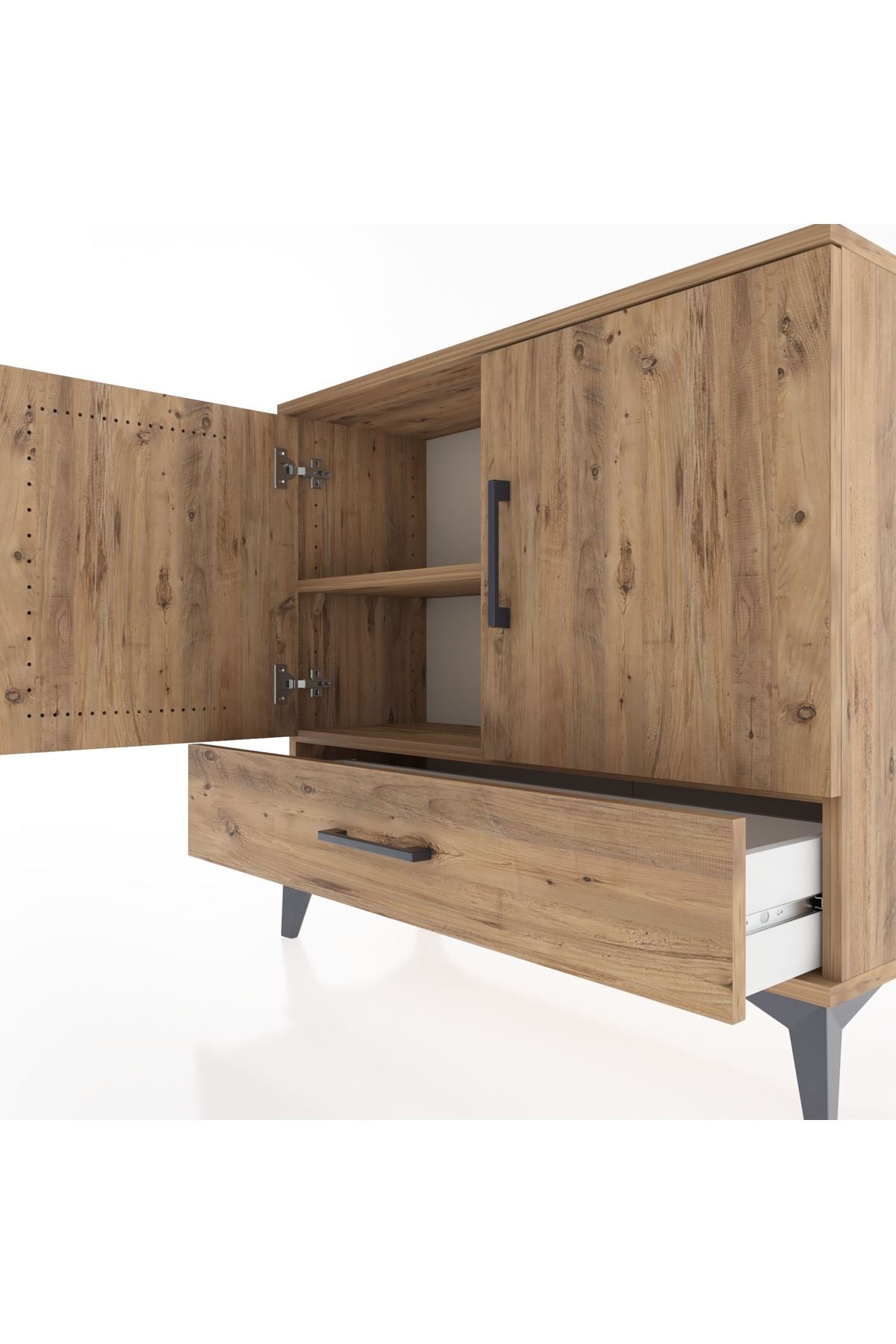 Arges Şifonyer 2 Raflı Tek Çekmeceli 2 Kapaklı 88x30x80 Çam-Çam