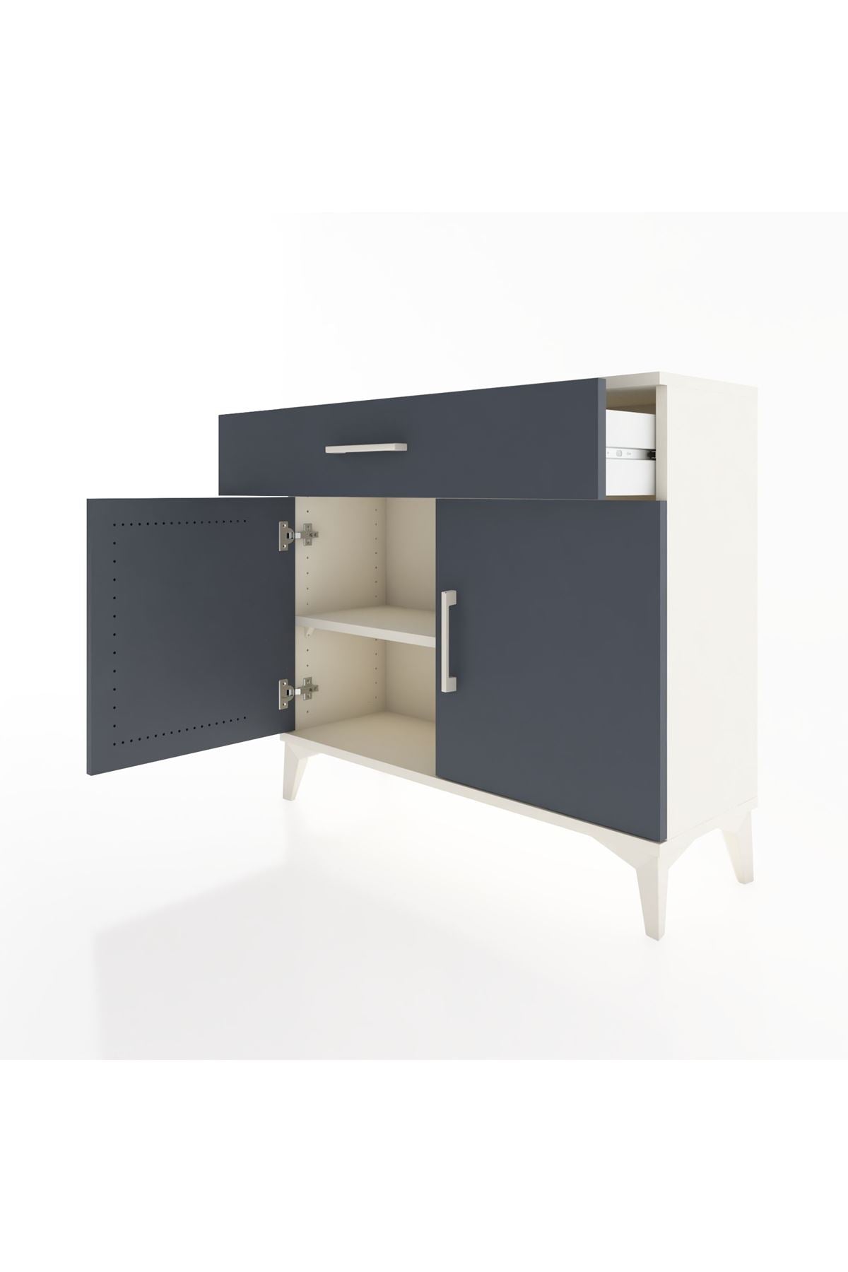 Arges Şifonyer Tek Raflı Tek Çekmeceli 2 Kapaklı 88x30x80 Aytaşı-Antrasit