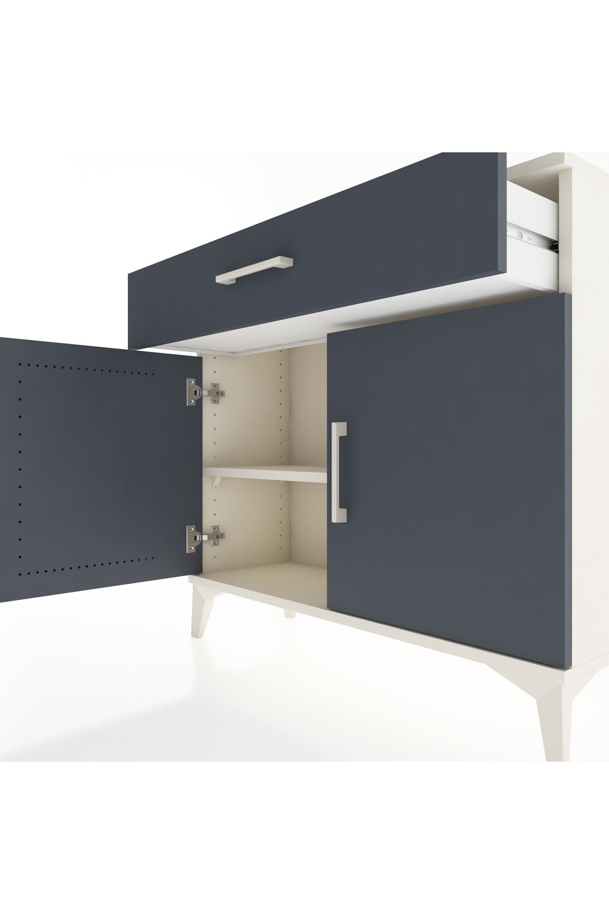 Arges Şifonyer Tek Raflı Tek Çekmeceli 2 Kapaklı 88x30x80 Aytaşı-Antrasit