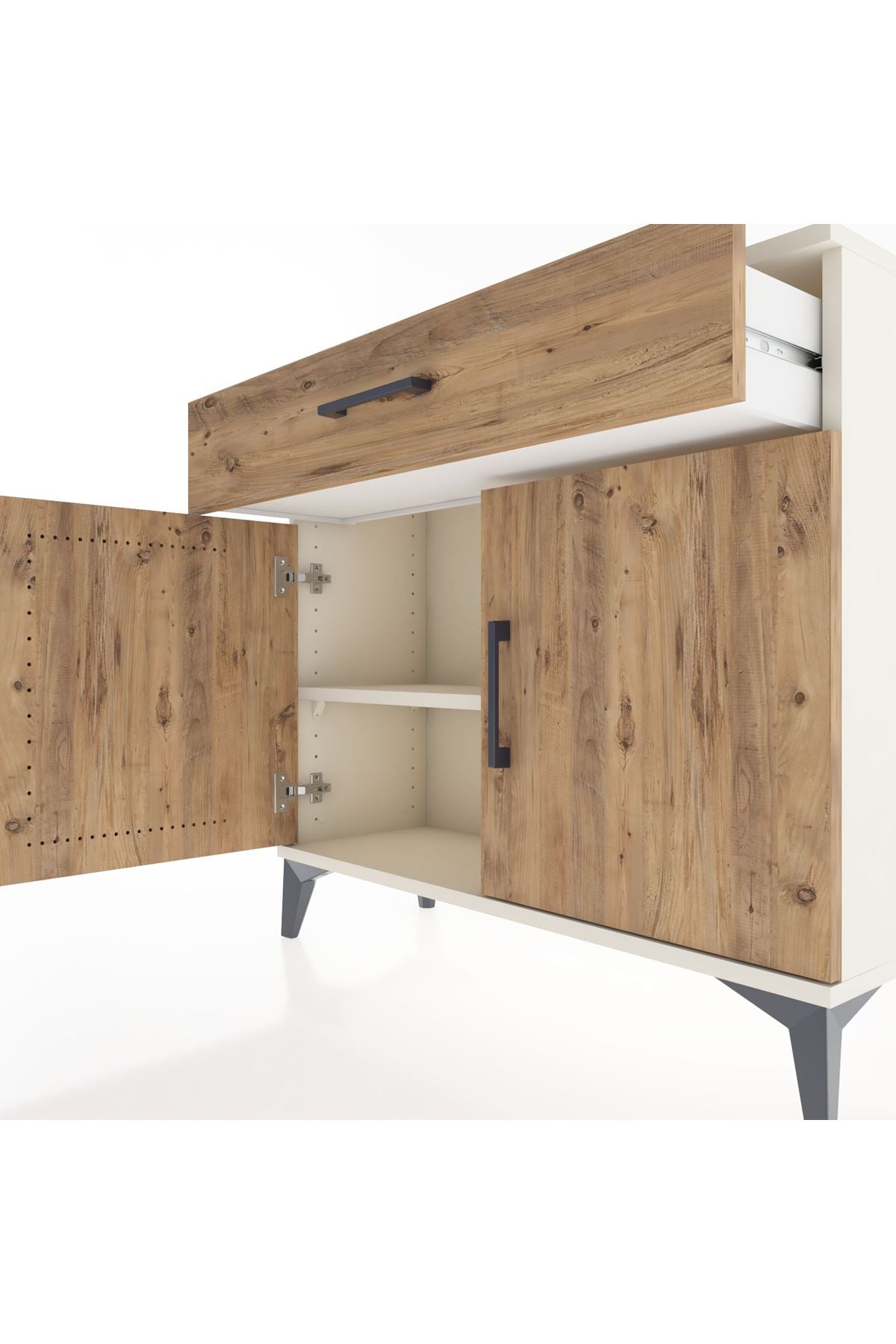 Arges Şifonyer Tek Raflı Tek Çekmeceli 2 Kapaklı 88x30x80 Aytaşı-Çam