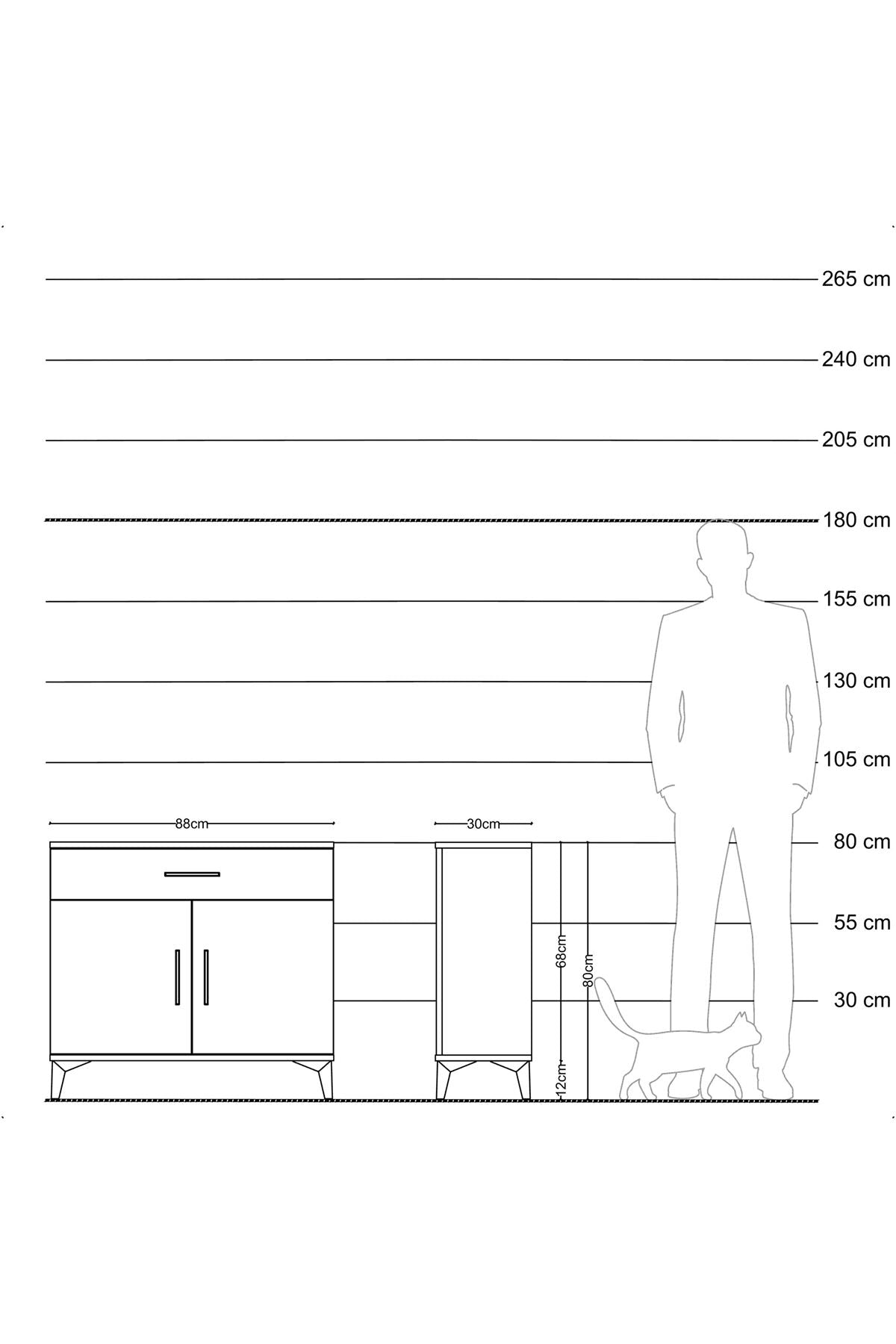 Arges Şifonyer Tek Raflı Tek Çekmeceli 2 Kapaklı 88x30x80 Aytaşı-Çam