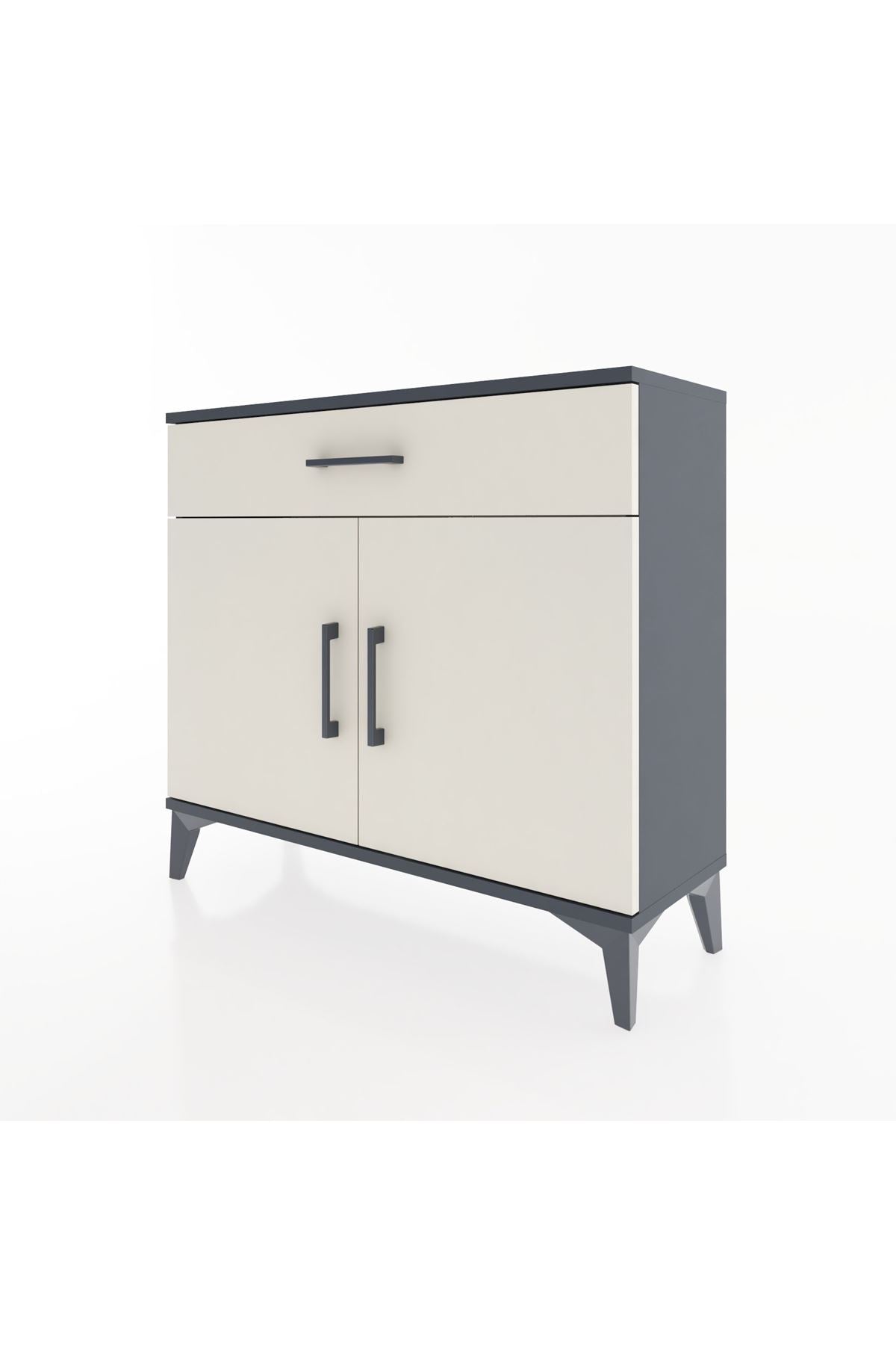 Arges Şifonyer Tek Raflı Tek Çekmeceli 2 Kapaklı 88x30x80 Antrasit-Aytaşı