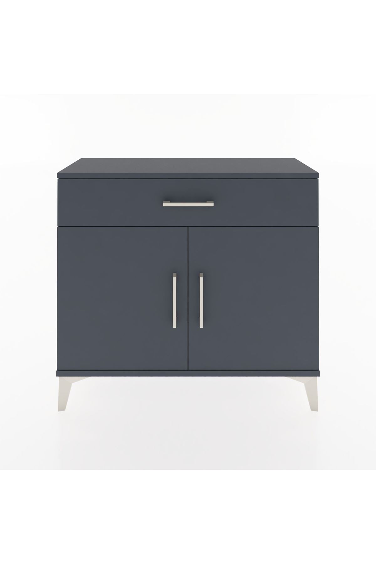 Arges Şifonyer Tek Raflı Tek Çekmeceli 2 Kapaklı 88x30x80 Antrasit-Antrasit