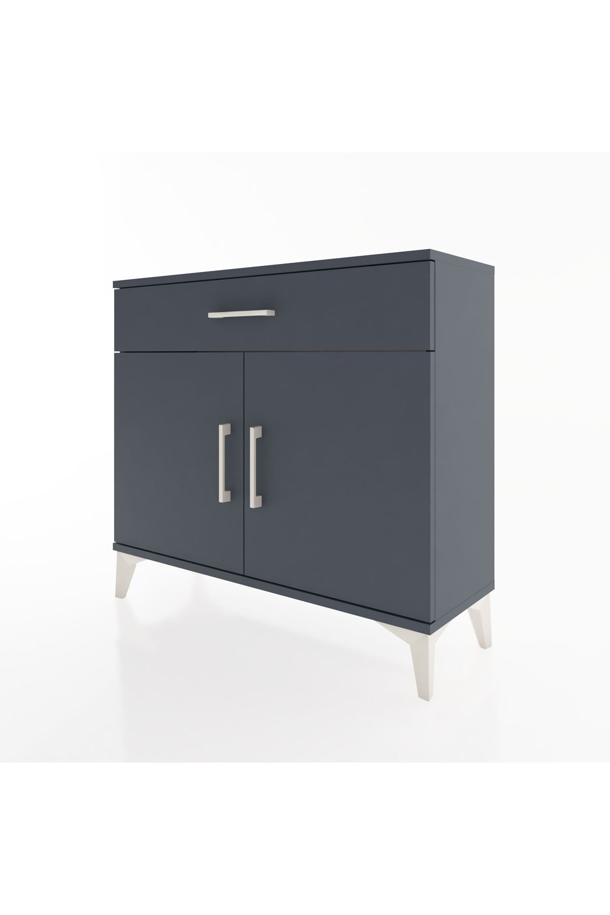 Arges Şifonyer Tek Raflı Tek Çekmeceli 2 Kapaklı 88x30x80 Antrasit-Antrasit