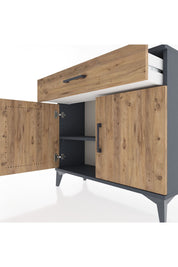 Arges Şifonyer Tek Raflı Tek Çekmeceli 2 Kapaklı 88x30x80 Antrasit-Çam