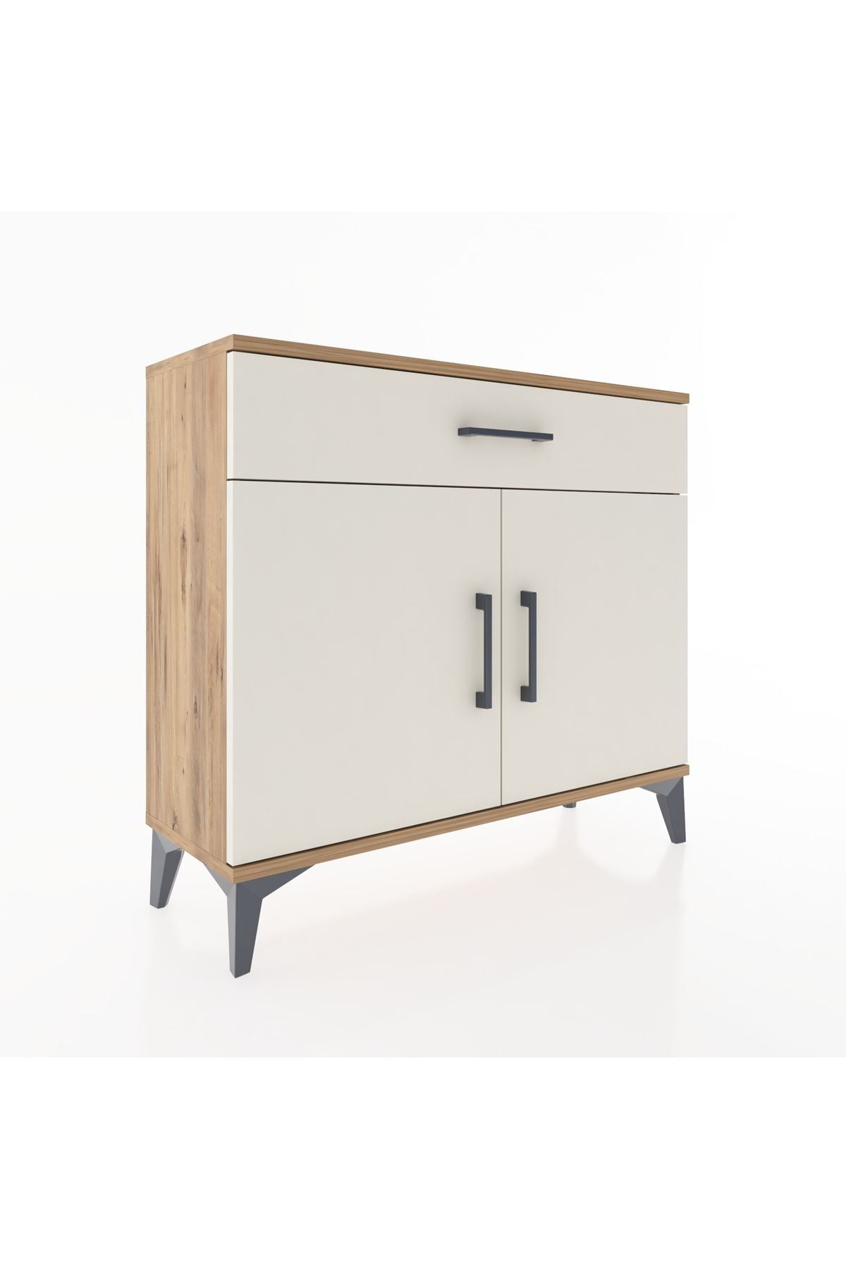 Arges Şifonyer Tek Raflı Tek Çekmeceli 2 Kapaklı 88x30x80 Çam-Aytaşı