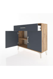 Arges Şifonyer Tek Raflı Tek Çekmeceli 2 Kapaklı 88x30x80 Çam-Antrasit