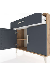 Arges Şifonyer Tek Raflı Tek Çekmeceli 2 Kapaklı 88x30x80 Çam-Antrasit