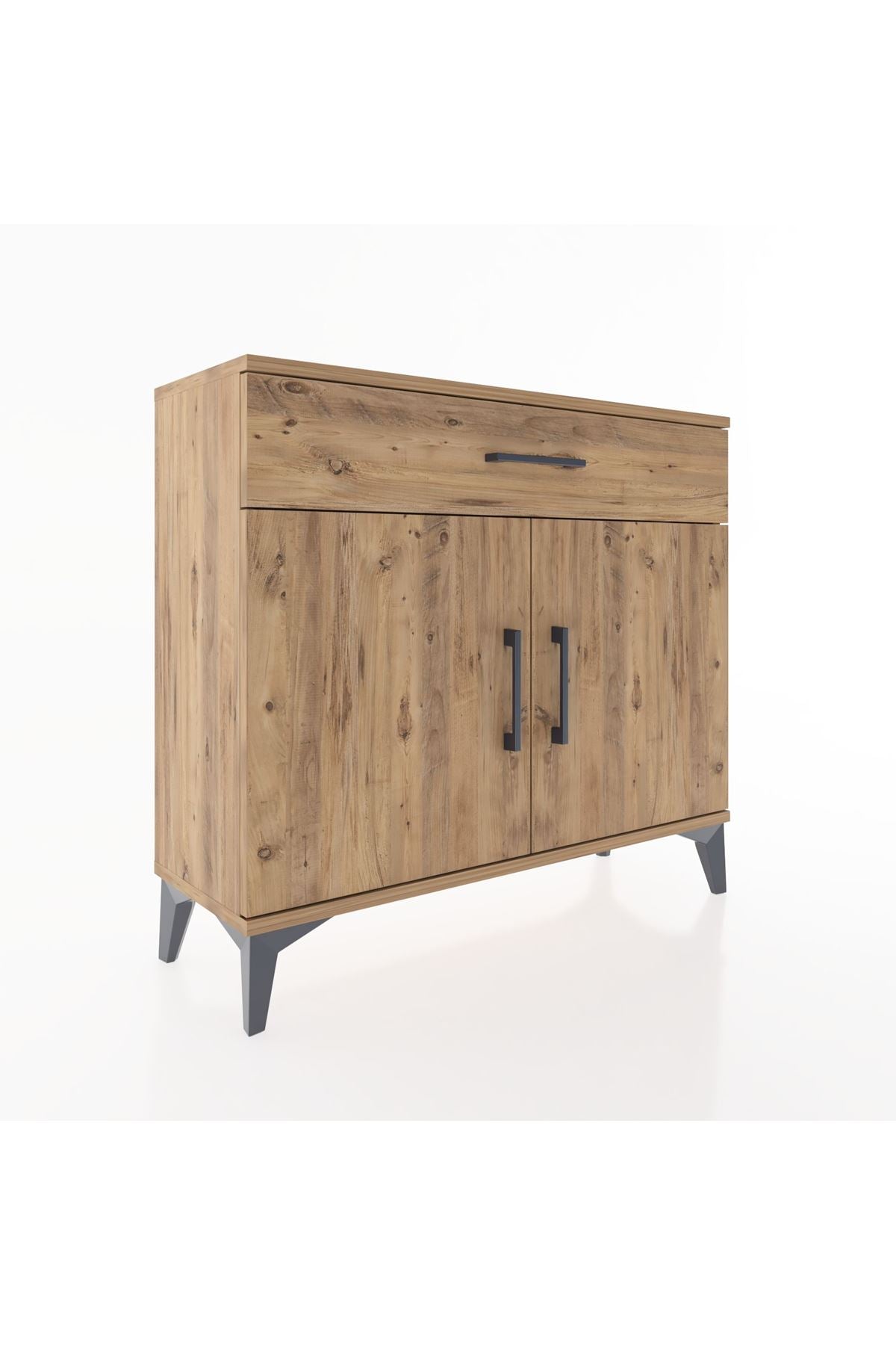 Arges Şifonyer Tek Raflı Tek Çekmeceli 2 Kapaklı 88x30x80 Çam-Çam