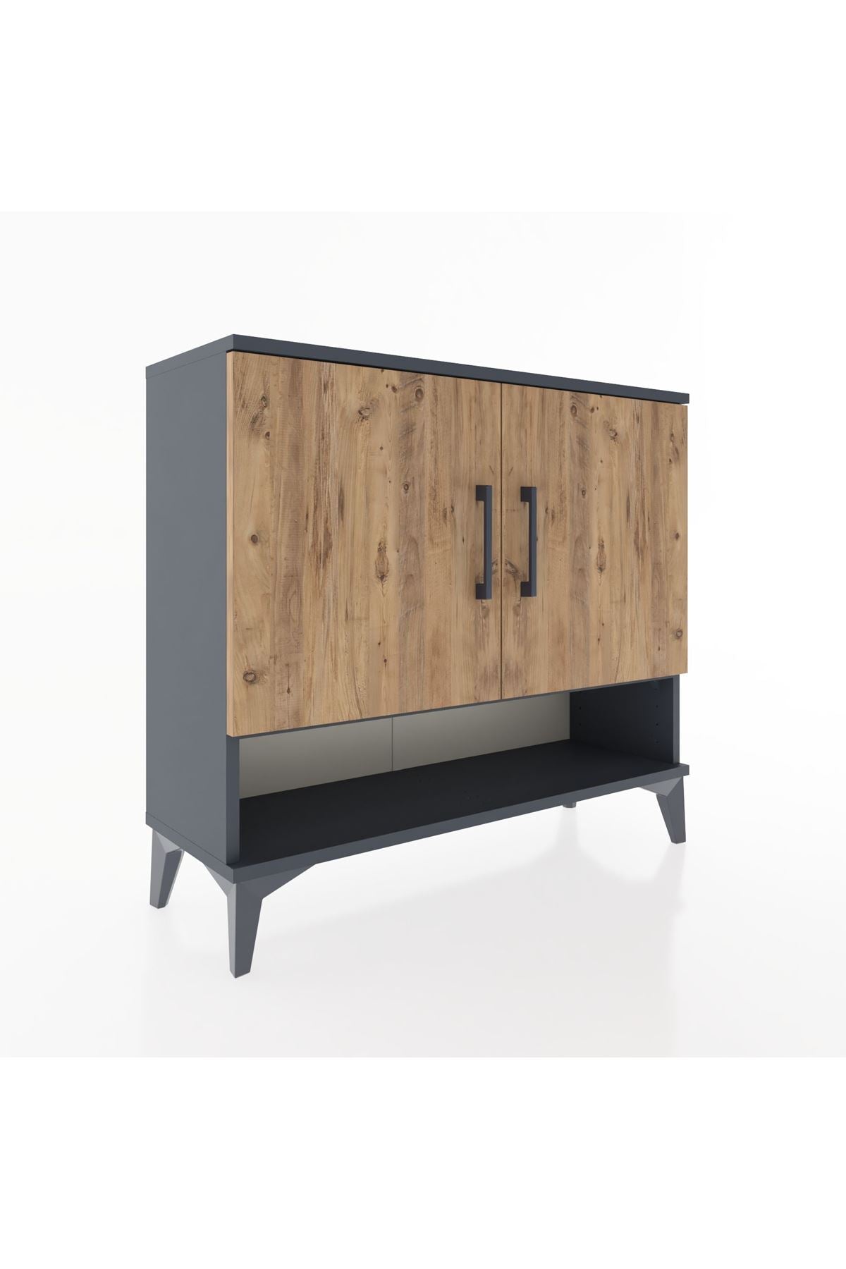 Arges Şifonyer 2 Raflı 2 Kapaklı 88x30x80 Antrasit-Çam