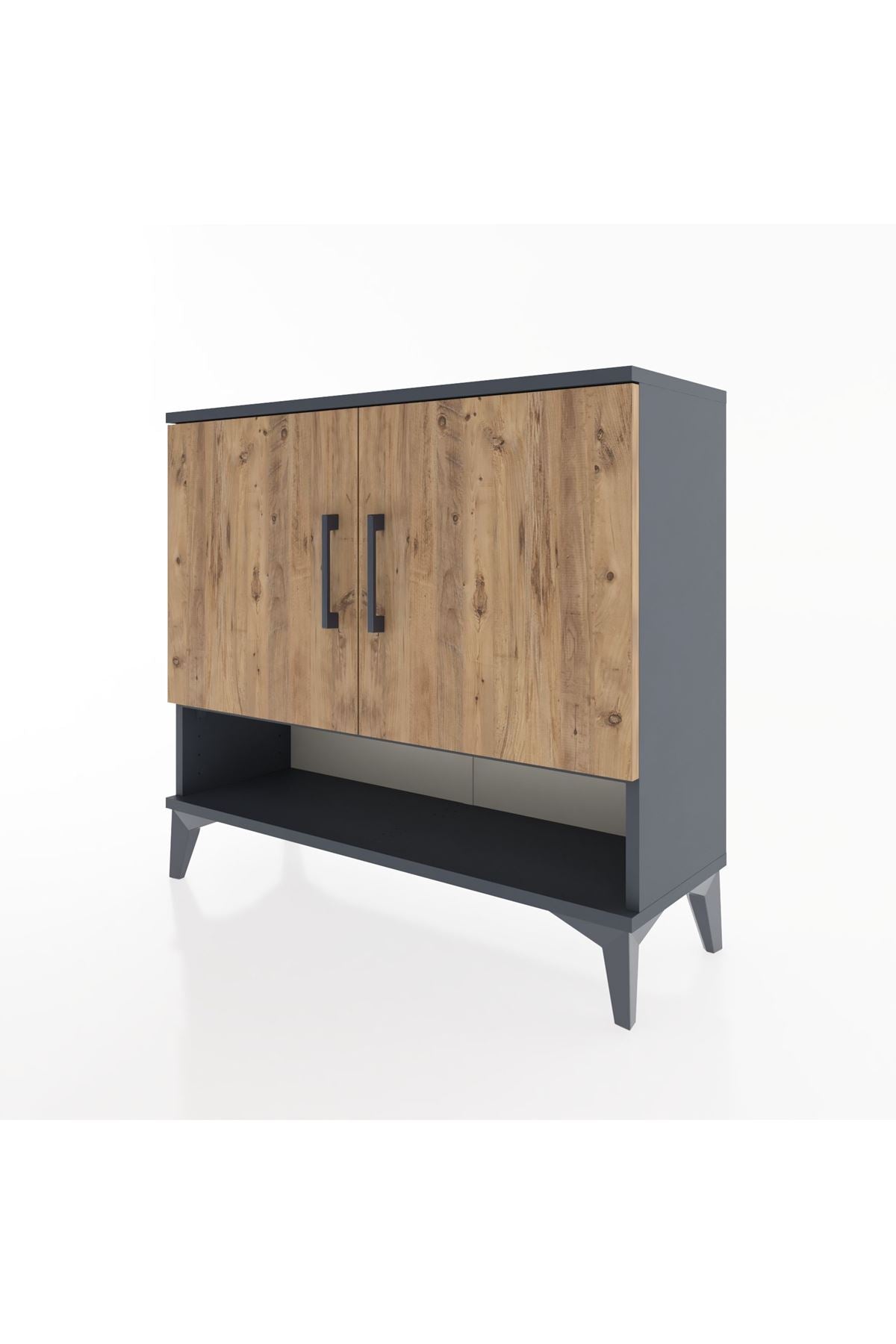 Arges Şifonyer 2 Raflı 2 Kapaklı 88x30x80 Antrasit-Çam