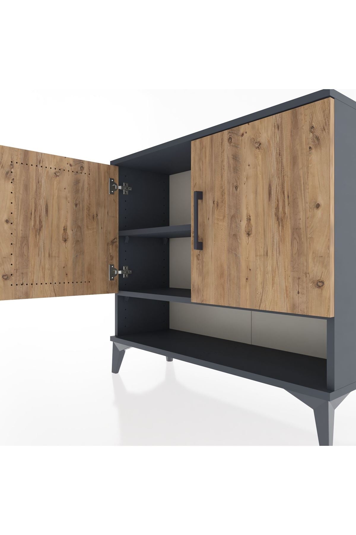 Arges Şifonyer 2 Raflı 2 Kapaklı 88x30x80 Antrasit-Çam