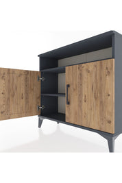 Arges Şifonyer 2 Raflı 2 Kapaklı 88x30x80 Antrasit-Çam