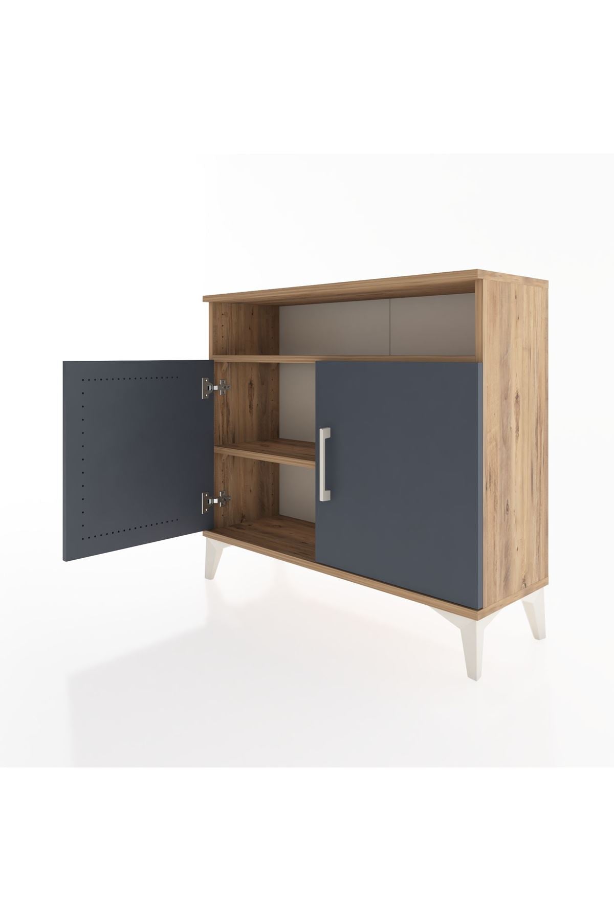 Arges Şifonyer 2 Raflı 2 Kapaklı 88x30x80 Çam-Antrasit