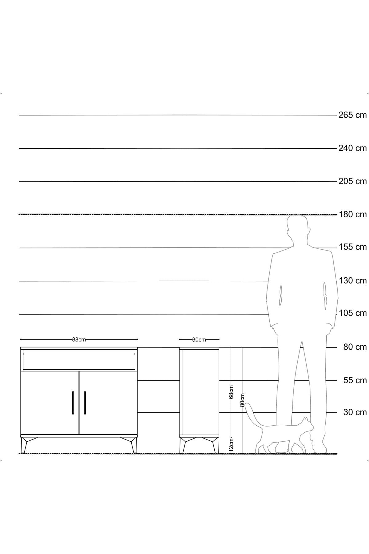 Arges Şifonyer 2 Raflı 2 Kapaklı 88x30x80 Çam-Çam