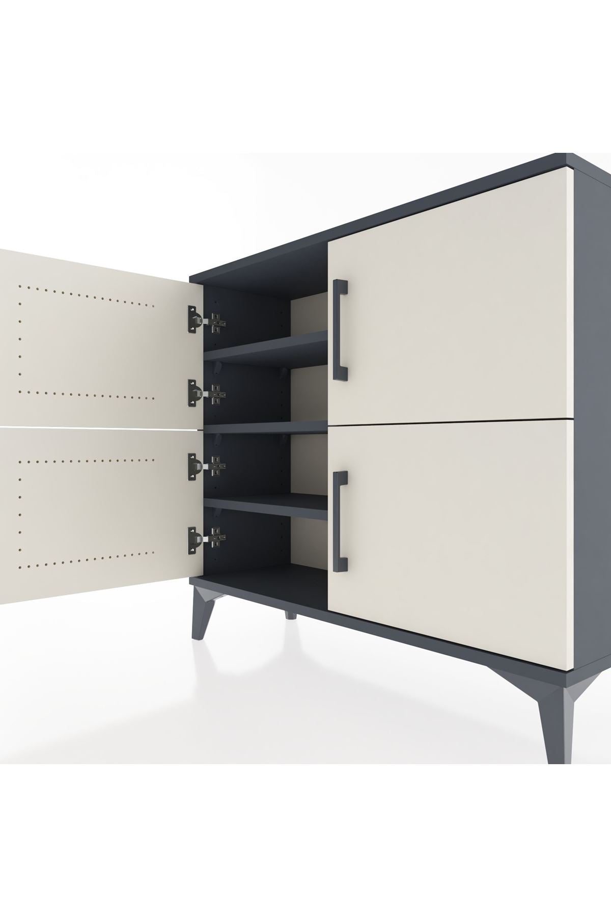 Arges Şifonyer 3 Raflı 4 Kapaklı 88x30x80 Antrasit-Aytaşı