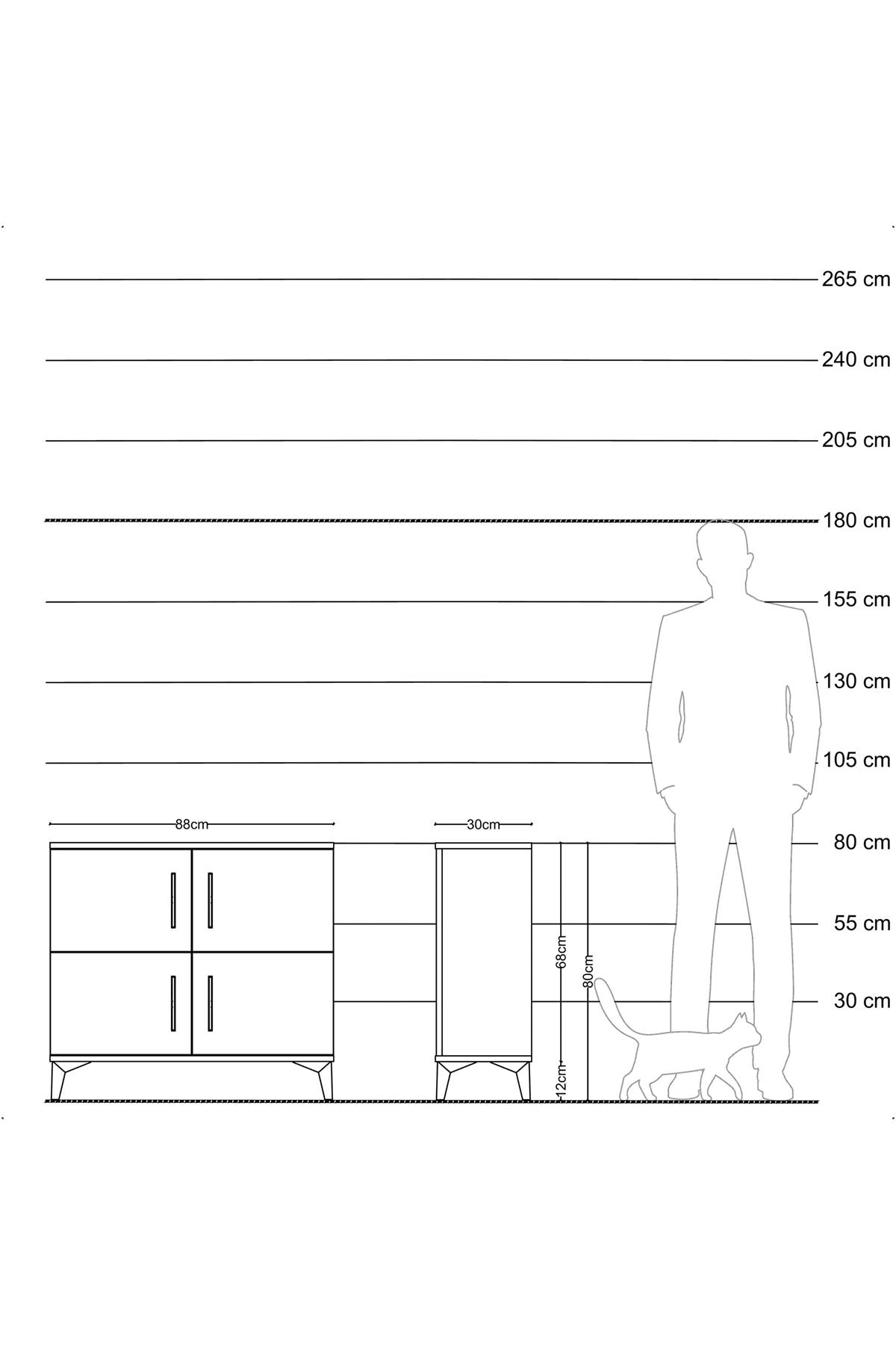 Arges Şifonyer 3 Raflı 4 Kapaklı 88x30x80 Antrasit-Aytaşı