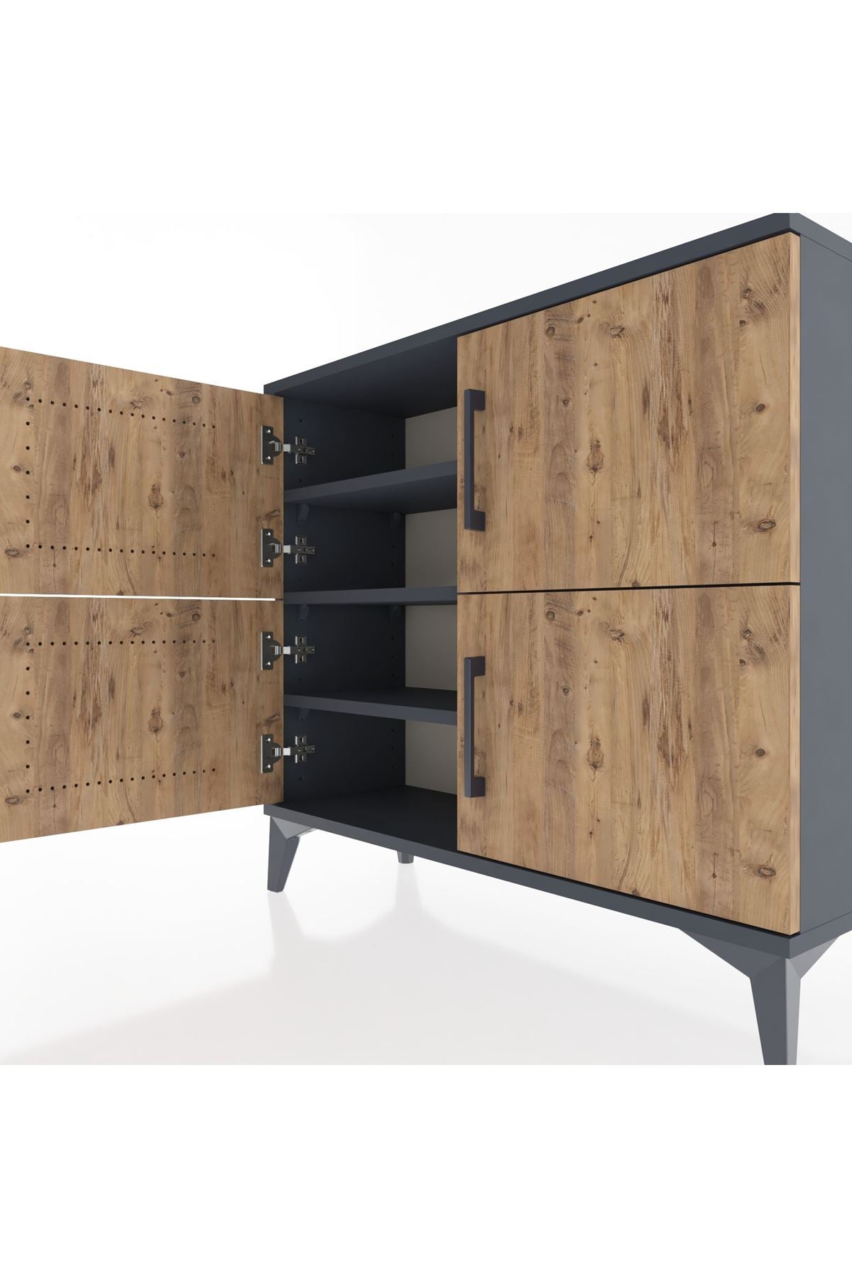 Arges Şifonyer 3 Raflı 4 Kapaklı 88x30x80 Antrasit-Çam