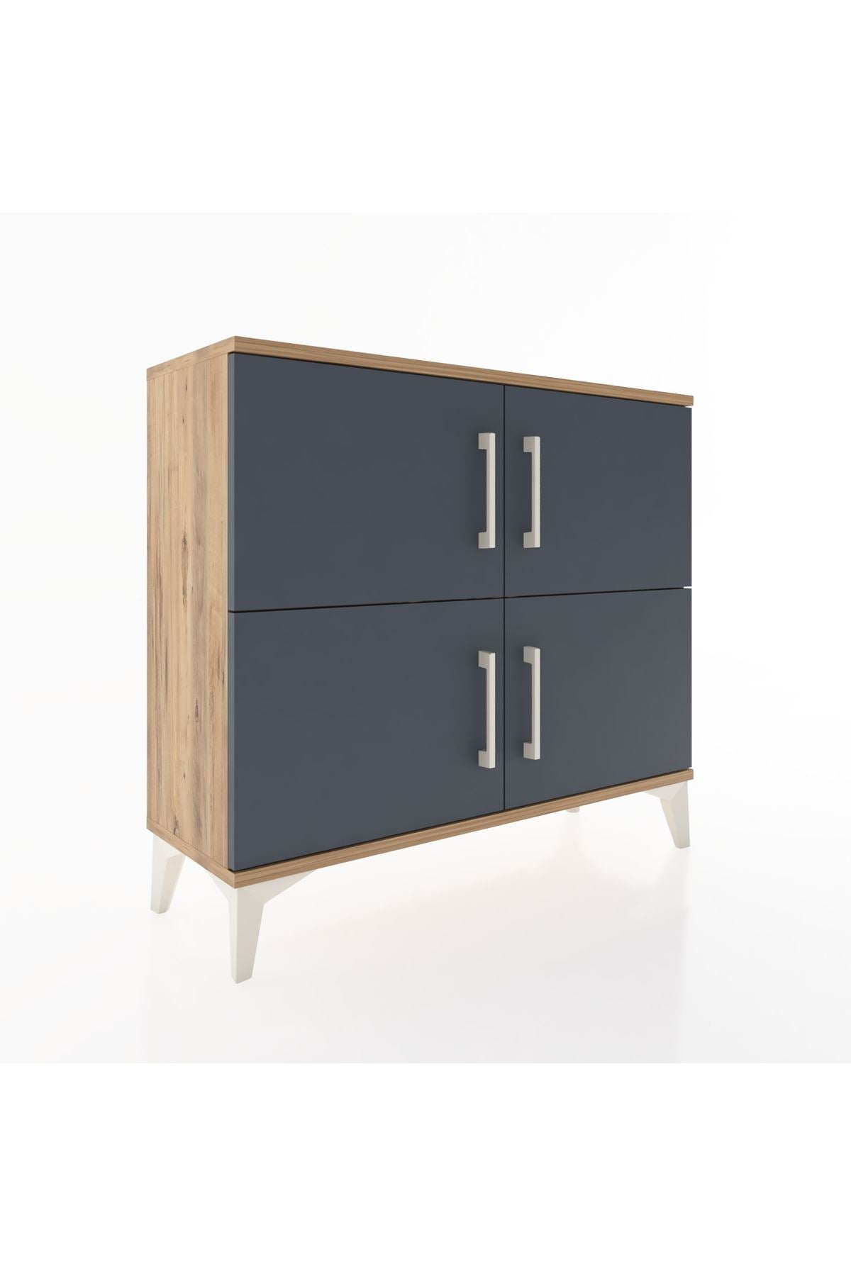 Arges Şifonyer 3 Raflı 4 Kapaklı 88x30x80 Çam-Antrasit