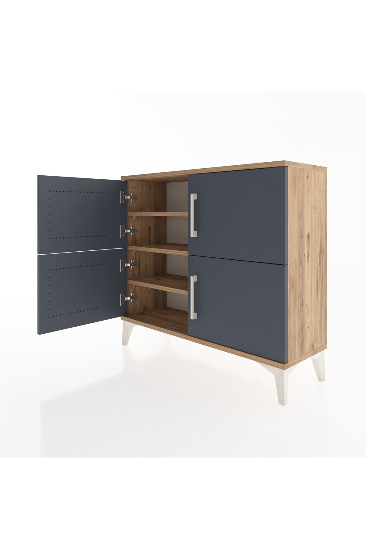 Arges Şifonyer 3 Raflı 4 Kapaklı 88x30x80 Çam-Antrasit