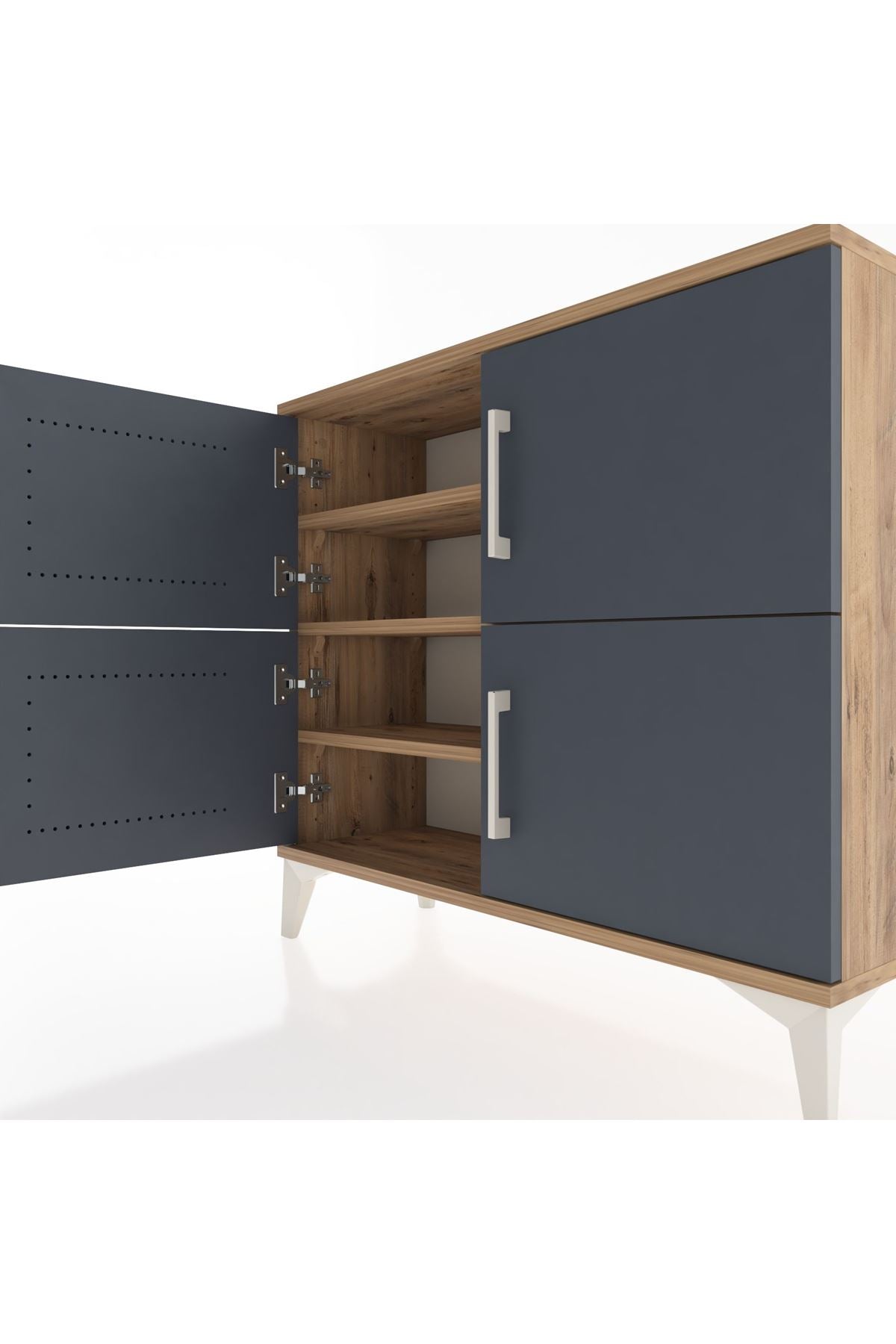 Arges Şifonyer 3 Raflı 4 Kapaklı 88x30x80 Çam-Antrasit