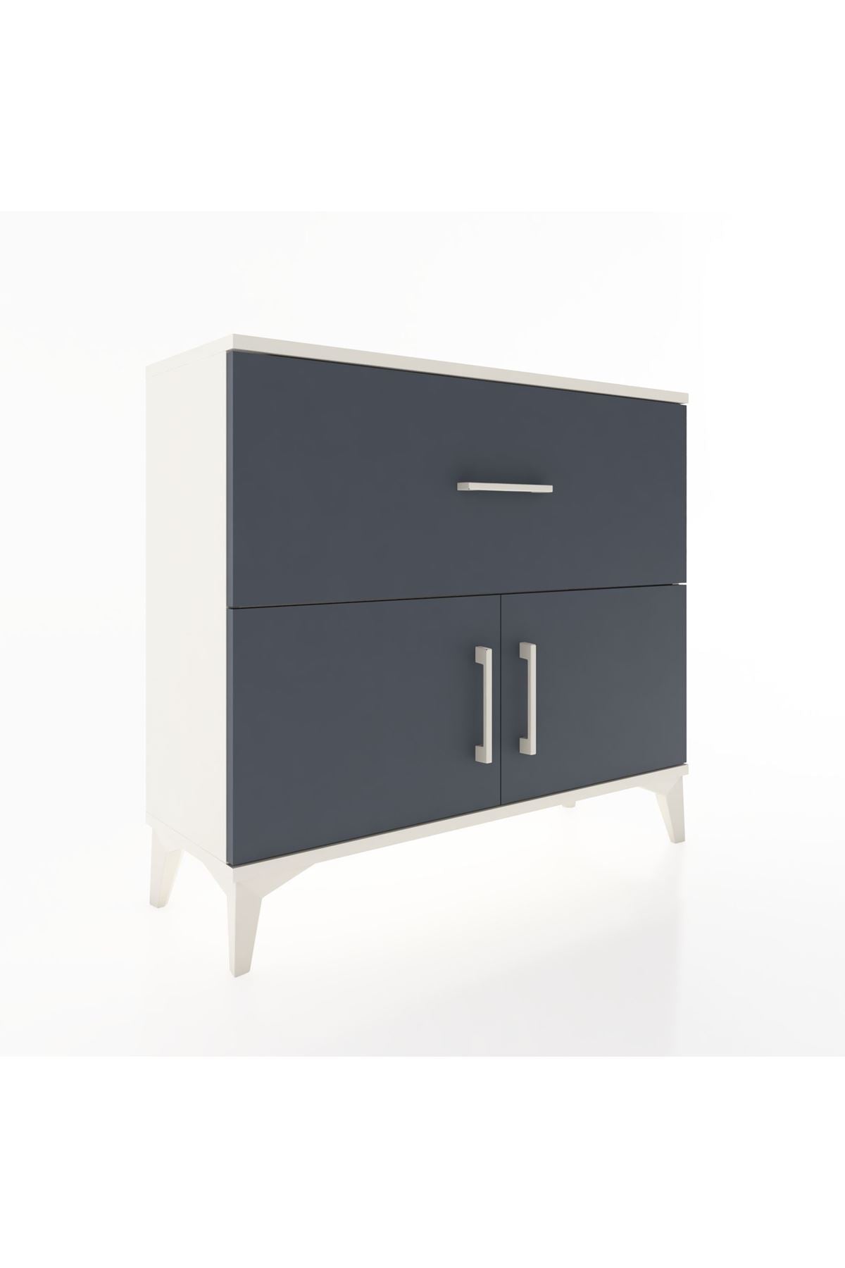Arges Şifonyer Tek Raflı Tek Çekmeceli 2 Kapaklı 88x30x80 Aytaşı-Antrasit